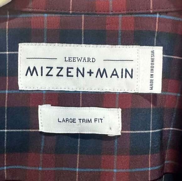 Mizzen & Main Draper Leeward Long Sleeve Mens L Trim Fit Plaid Button Up Shirt - Picture 2 of 7
